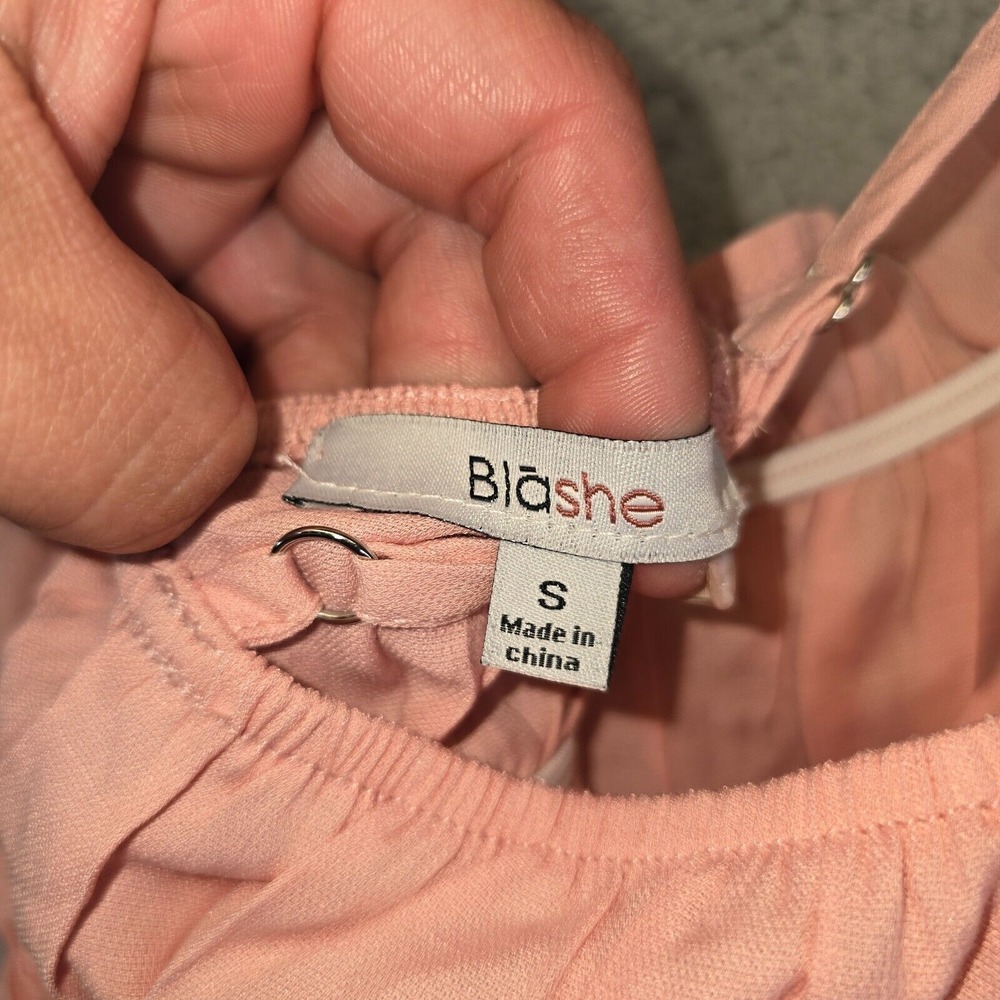 Blashe Ruffle Crop Top Womens Small‎ Lot of 2 White Pink Ruched Camisole - Picture 8 of 16
